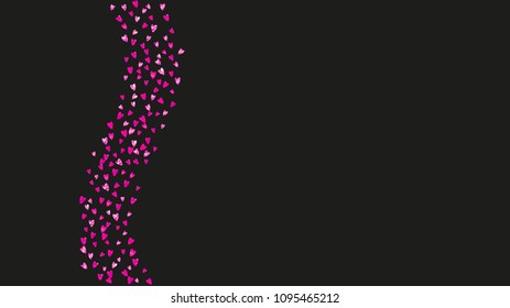 Bridal background with pink glitter hearts. Valentines day. Vector confetti. Hand drawn texture. Love theme for flyer, special business offer, promo. Bridal background template with heart.