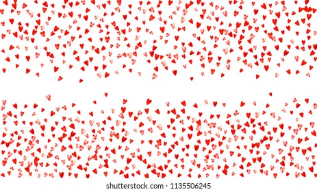 Bridal background with pink glitter hearts. Valentines day. Vector confetti. Hand drawn texture. Love theme for party invite, retail offer and ad. Bridal background template with heart.