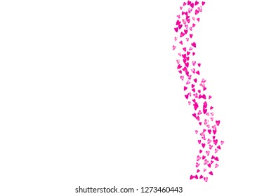 Bridal background with pink glitter hearts. Valentines day. Vector confetti. Hand drawn texture. Love theme for gift coupons, vouchers, ads, events. Bridal background template with heart.
