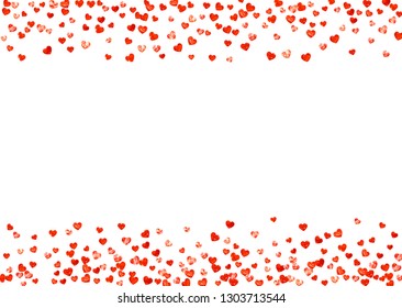 Bridal background with pink glitter hearts. Valentines day. Vector confetti. Hand drawn texture. Love theme for poster, gift certificate, banner. Bridal background template with heart.
