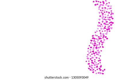 Bridal background with pink glitter hearts. Valentines day. Vector confetti. Hand drawn texture. Love theme for poster, gift certificate, banner. Bridal background template with heart.