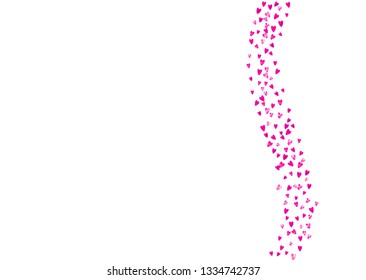 Bridal background with pink glitter hearts. Valentines day. Vector confetti. Hand drawn texture. Love theme for voucher, special business banner. Bridal background template with heart.