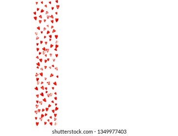 Bridal background with pink glitter hearts. Valentines day. Vector confetti. Hand drawn texture. Love theme for voucher, special business banner. Bridal background template with heart.