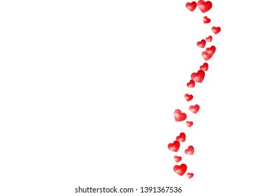 Bridal background with pink glitter hearts. Valentines day. Vector confetti. Hand drawn texture. Love theme for voucher, special business banner. Bridal background template with heart.