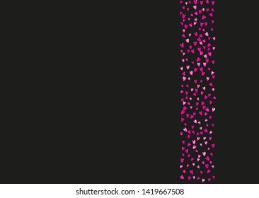 Bridal background with pink glitter hearts. Valentines day. Vector confetti. Hand drawn texture. Love theme for voucher, special business banner. Bridal background template with heart.