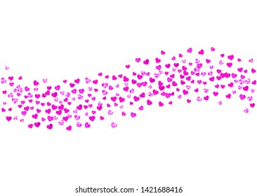 Bridal background with pink glitter hearts. Valentines day. Vector confetti. Hand drawn texture. Love theme for gift coupons, vouchers, ads, events. Bridal background template with heart.