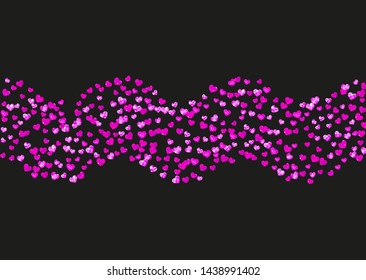 Bridal background with pink glitter hearts. Valentines day. Vector confetti. Hand drawn texture. Love theme for gift coupons, vouchers, ads, events. Bridal background template with heart.