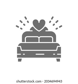 Bridal bed, king size grey icon. Isolated on white background