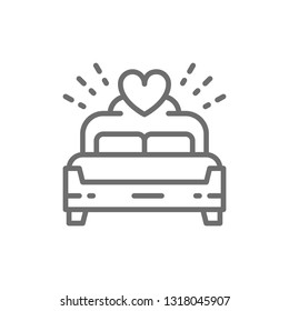Bridal bed, king size line icon.