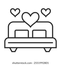 Bridal bed outline icons, minimalist vector illustration and transparent graphic element. Isolated on white background