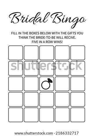 Bridal Bingo card template. Bridal Shower Bingo game. Funny activity for guests. Bachelorette Party activities.  Wedding stationery. 