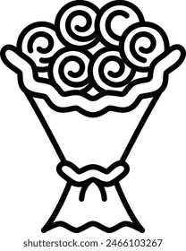 bridal bouquet concept, consisting of long-stemmed flowers vector outline icon, Muslim marriage Symbol, Islamic wedding customs Sign, Pakistani matrimony stock illustration