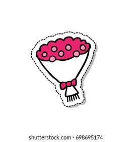 bridal bouquet doodle icon, sticker