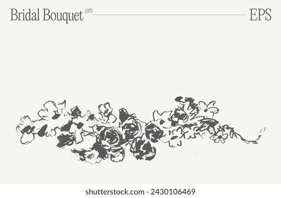 Bridal bouquet, floral composition. Invitation design element. Hand drawn vector illustration.