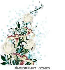 Bridal bouquet. A bouquet of white roses and lilies.