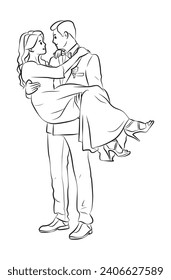 bridal carry pose pose cartoon illustration