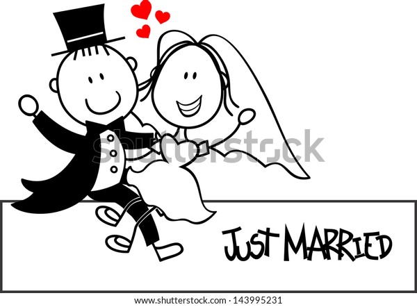 Image Vectorielle De Stock De Dessin De Couple De Mariés