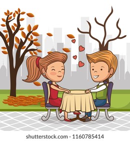 bridal couple having dinner on the street