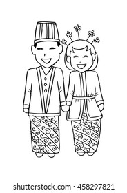 Bridal Couple Java Cartoon Style Stock Vector (Royalty Free) 458297821 ...