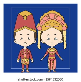 The bridal couple wore South Kalimantan costumes