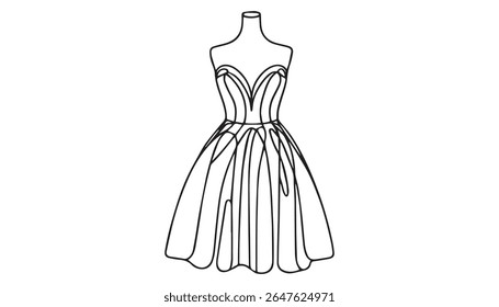 Vestido Noiva Contorno Colorir Livro Página Linha Arte