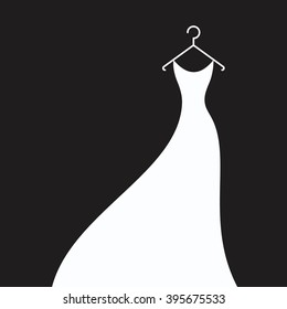 bridal dresses white on a hanger on the black background