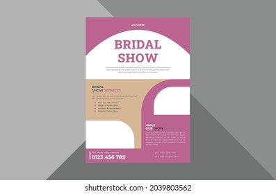 Bridal Expo Flyer Design Template. Decorative Bridal Poster Leaflet Design. 
 A4 Template, Brochure Design, Cover, Flyer, Poster, Print-ready