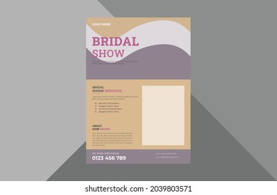 Bridal Expo Flyer Design Template. Decorative Bridal Poster Leaflet Design. 
 A4 Template, Brochure Design, Cover, Flyer, Poster, Print-ready