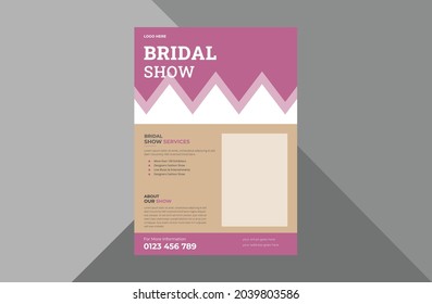 Bridal Expo Flyer Design Template. Decorative Bridal Poster Leaflet Design. 
 A4 Template, Brochure Design, Cover, Flyer, Poster, Print-ready