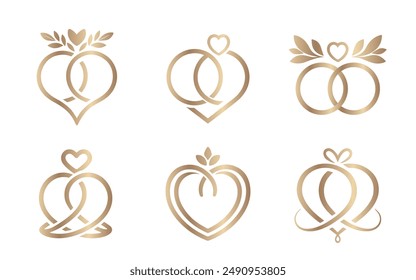 Bridal gold rings logo vector
