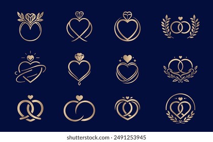 Bridal gold rings logo vector