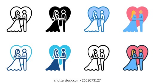 Conjunto de iconos nupciales colección de estilo múltiple 
