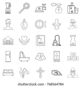 Bridal icons set. Outline set of 25 bridal vector icons for web isolated on white background