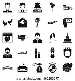 Bridal icons set. Simple set of 25 bridal vector icons for web isolated on white background