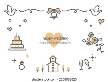 bridal illustration frame, outline drawing