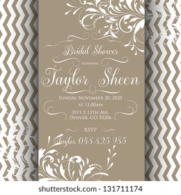 Bridal invitation card with abstract floral background.