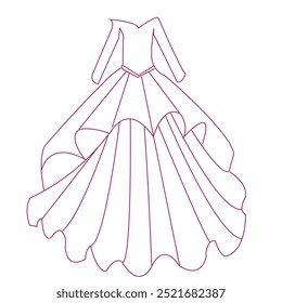 Diseño de Vector de vestido de arte de línea nupcial