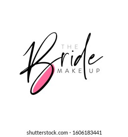 Bridal make up and salon logo design vector illustration