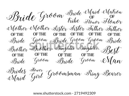 Bridal party wedding icon set and marriage collection vector illustration