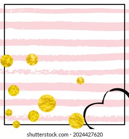 Bridal Pattern. Yellow Scatter Illustration. Feminine Starburst. Engagement Painting. Stripe Glittery Spray. Hand Drawn Invite. Golden Vintage Cover. Pink Bridal Pattern