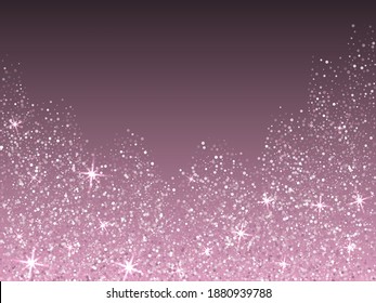 Bridal pink rose gold glitter vector background. Premium sparkles confetti invitation card background. Wedding, anniversary or birthday party design. Girly pink gold sequins. Powder dust tinsels.