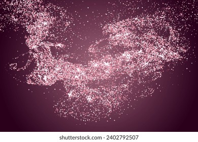 Bridal pink rose gold glitter confeti vector background. Premium sparkles confetti invitation card background. Wedding, anniversary or birthday party design. Girly pink gold sequins. stars falling.