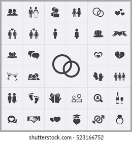 bridal rings. couple icons universal set for web and mobile