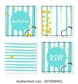 Bridal Shimmer. Turquoise Branding Cover. Golden Vintage Textile. Marriage Card. Scrapbook Starburst Set. Festive Illustration. White Premium Particles. Stripe Bridal Shimmer