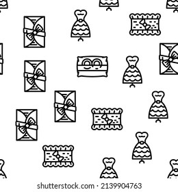 Bridal Shop Fashion Boutique Vector Seamless Pattern Thin Line Illustration