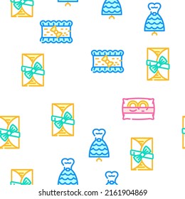 Bridal Shop Fashion Boutique Vector Seamless Pattern Color Line Illustration