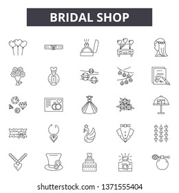 Bridal shop line icons, signs set, vector. Bridal shop outline concept, illustration: wedding,bridal,defashion,love,beauty