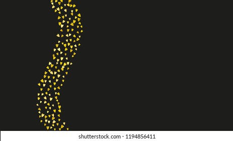 Bridal shower background with gold glitter hearts. Valentine day. Vector confetti. Hand drawn. Love theme for flyer, special business offer, promo. Wedding and bridal shower template with heart