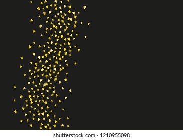 Bridal shower background with gold glitter hearts. Valentine day. Vector confetti. Hand drawn. Love theme for voucher, special business banner. Wedding and bridal shower template with heart