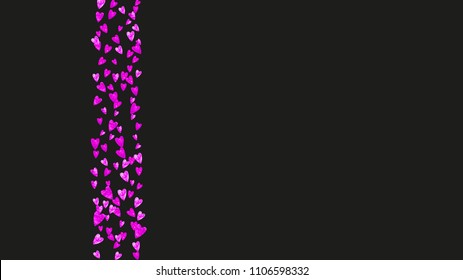 Bridal shower background with pink glitter hearts. Valentine day. Vector confetti. Hand drawn. Love theme for flyer, special business offer, promo. Wedding and bridal shower template with heart